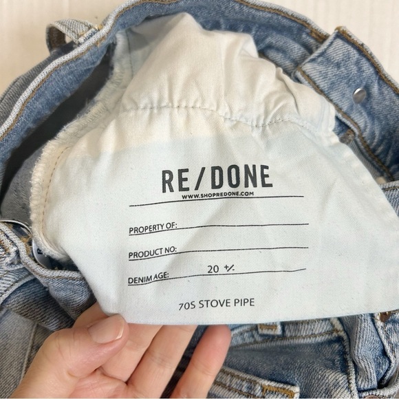Re/Done 70s Stove Pipe Jeans Size 24 High Rise Mid 90s Color Button Fly Raw Hem - Picture 12 of 16